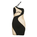 платье женское y2k Sexy One Shoulder Sleeveless Slip Dress Paneled Translucent Gauze Mini Dress dresses for women party