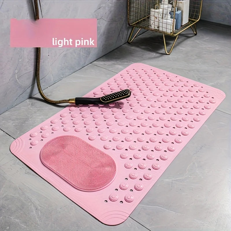 Textured PVC Shower Mat with Foot Scrubber | 36 × 69 cm