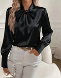 Satin Bow Blouse for Women