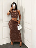 Sheer Mesh Crop Top & Bodycon Mini Skirt Set