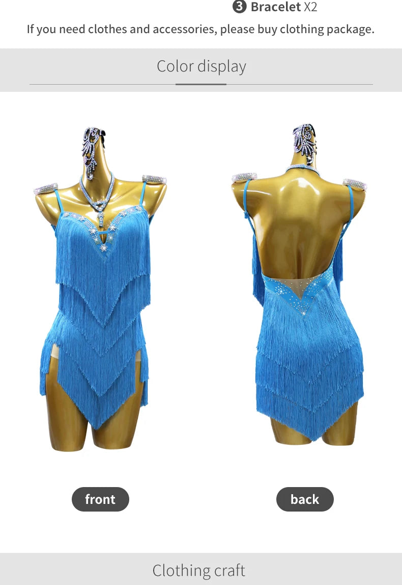 Dress For Dancing Female Dance Suit Evening Dress Latin Competition Costume 2026 Elegant Party Wear Sports Fringed Clothes