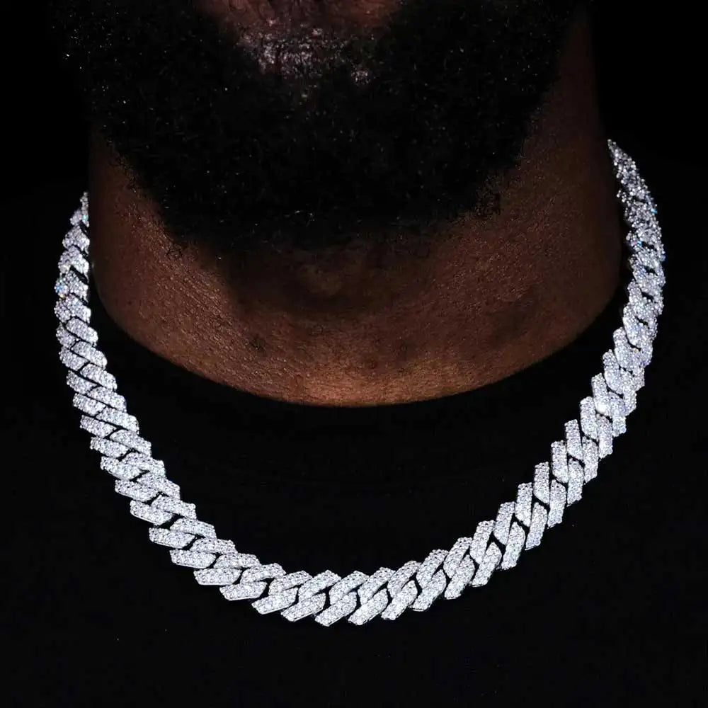 Hip Hop Jewelry 10/12/14/15/20mm CZ Cuban Link Necklace For Men Miami Bling Iced Out Prong Cuban Link Chain Party Gift