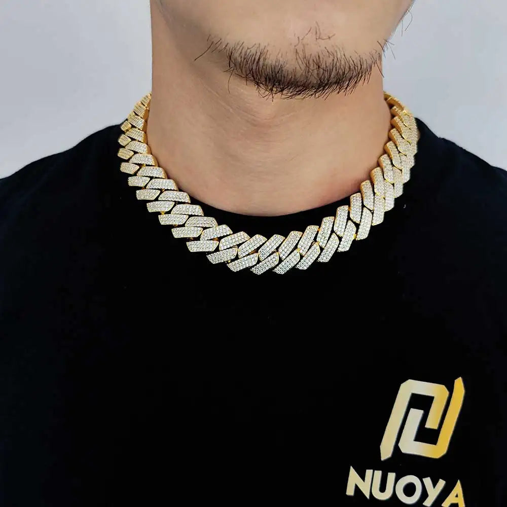 Hip Hop Jewelry 10/12/14/15/20mm CZ Cuban Link Necklace For Men Miami Bling Iced Out Prong Cuban Link Chain Party Gift
