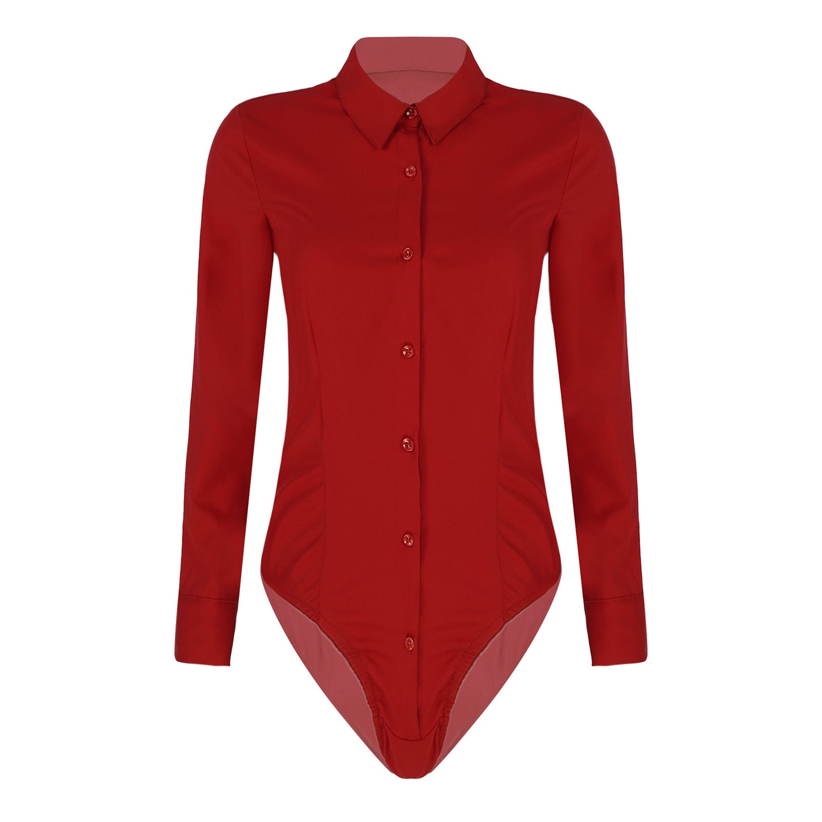 Women's Long Sleeve Bodysuit Shirt – Slim Fit Office Blouse Leotard Top