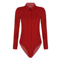 Women's Long Sleeve Bodysuit Shirt – Slim Fit Office Blouse Leotard Top