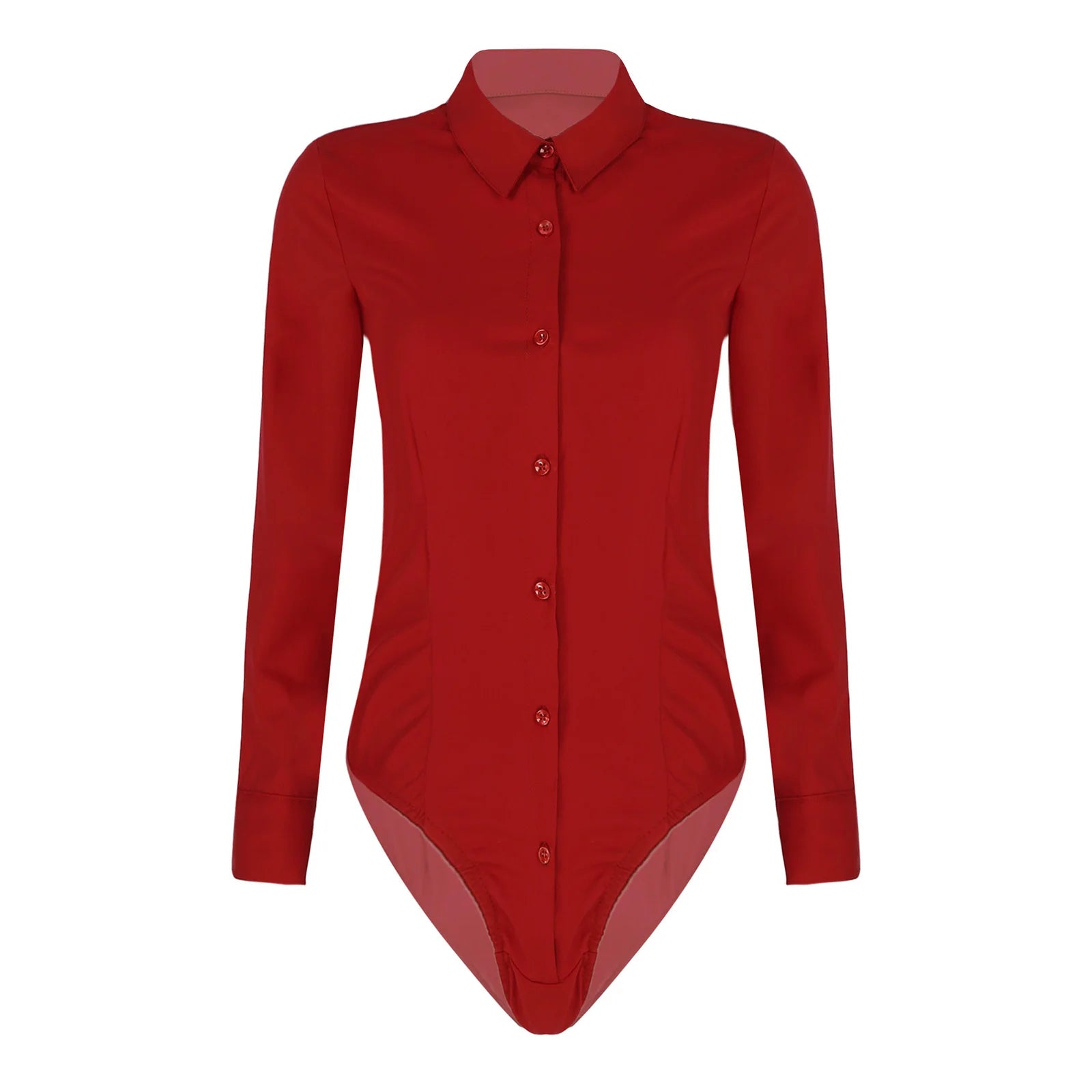 Women's Long Sleeve Bodysuit Shirt – Slim Fit Office Blouse Leotard Top