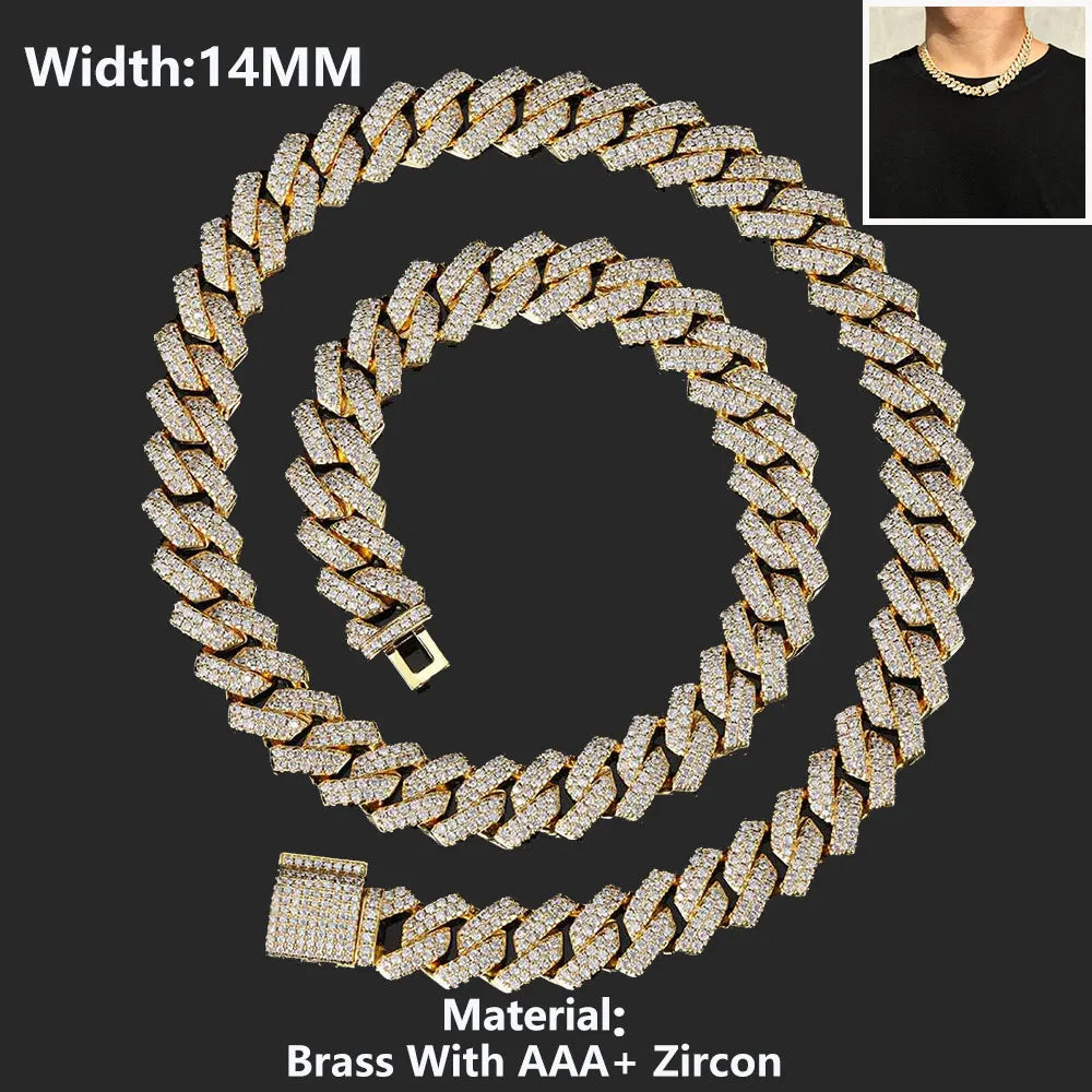 Iced Out CZ Cuban Link Chain — 10mm–20mm | Gold & Silver | Bracelet & Necklace | Men's Hip Hop Jewelry