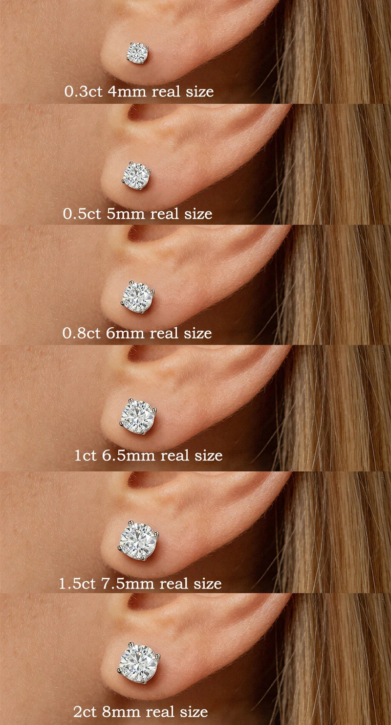 Smyoue 0.1-3CT Test Passed Moissanite Studs Earrings for Men Women S925 Silver Platinum Plated Bride Wedding Lab Diamond Studs