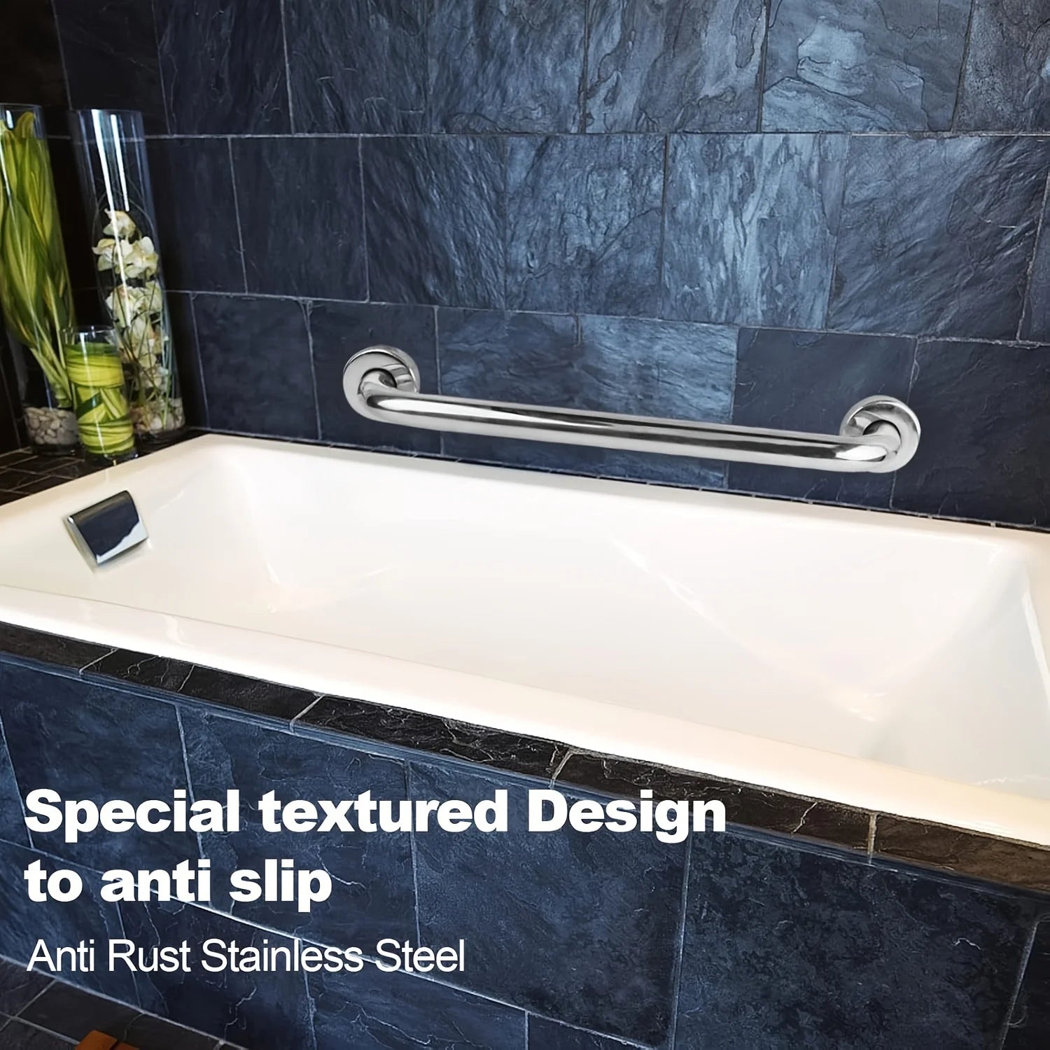 Stainless Steel Bathroom Grab Bar Handle -Slip-Resistant & Durable Safety Support for Seniors, Disabled, Injury Rehabilitation