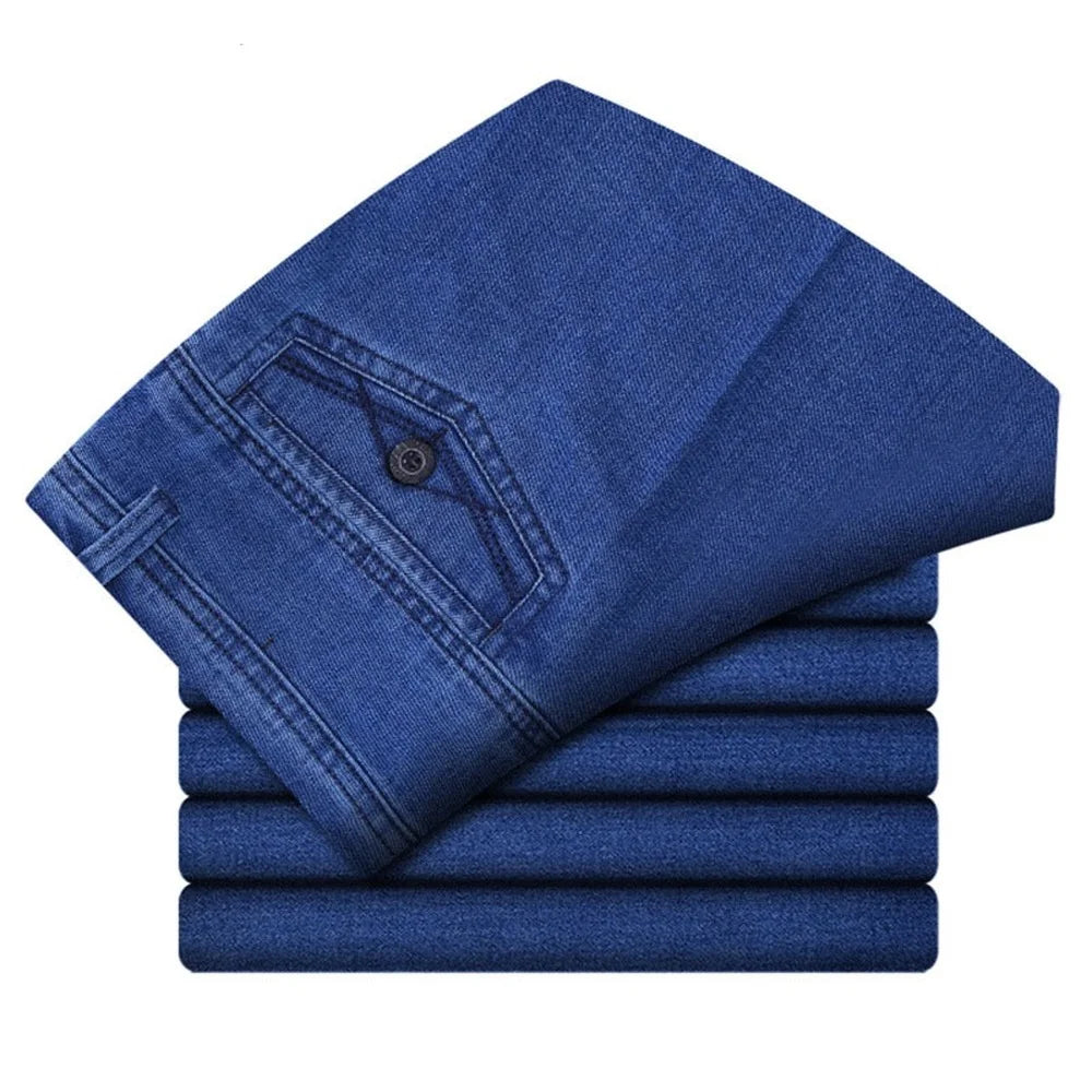 Men’s Classic Stretch Straight-Leg Jeans, Sizes 30–45