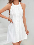 Ladies Spring Summer Lace Splice Round Neck Hanging Neck Dress Elegant Feminine Style Casual Comfort Fit
