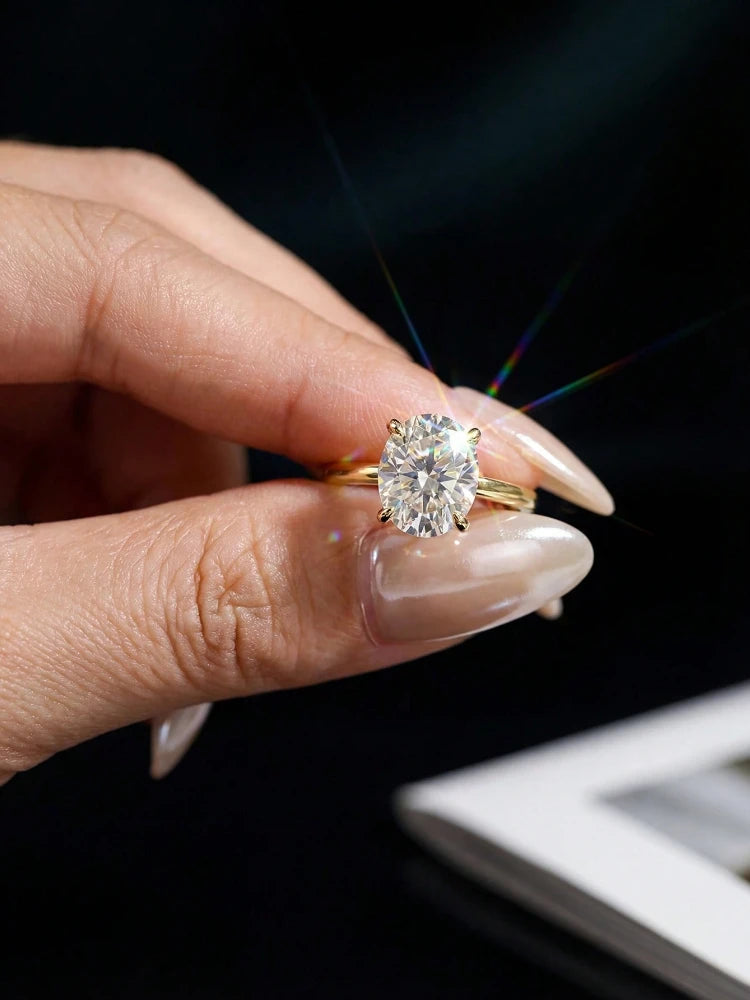 1.5 Carat Brilliant Oval Moissanite Diamond Engagement Wedding Rings for Women Real 925 Sterling Silver Fine Jewelry