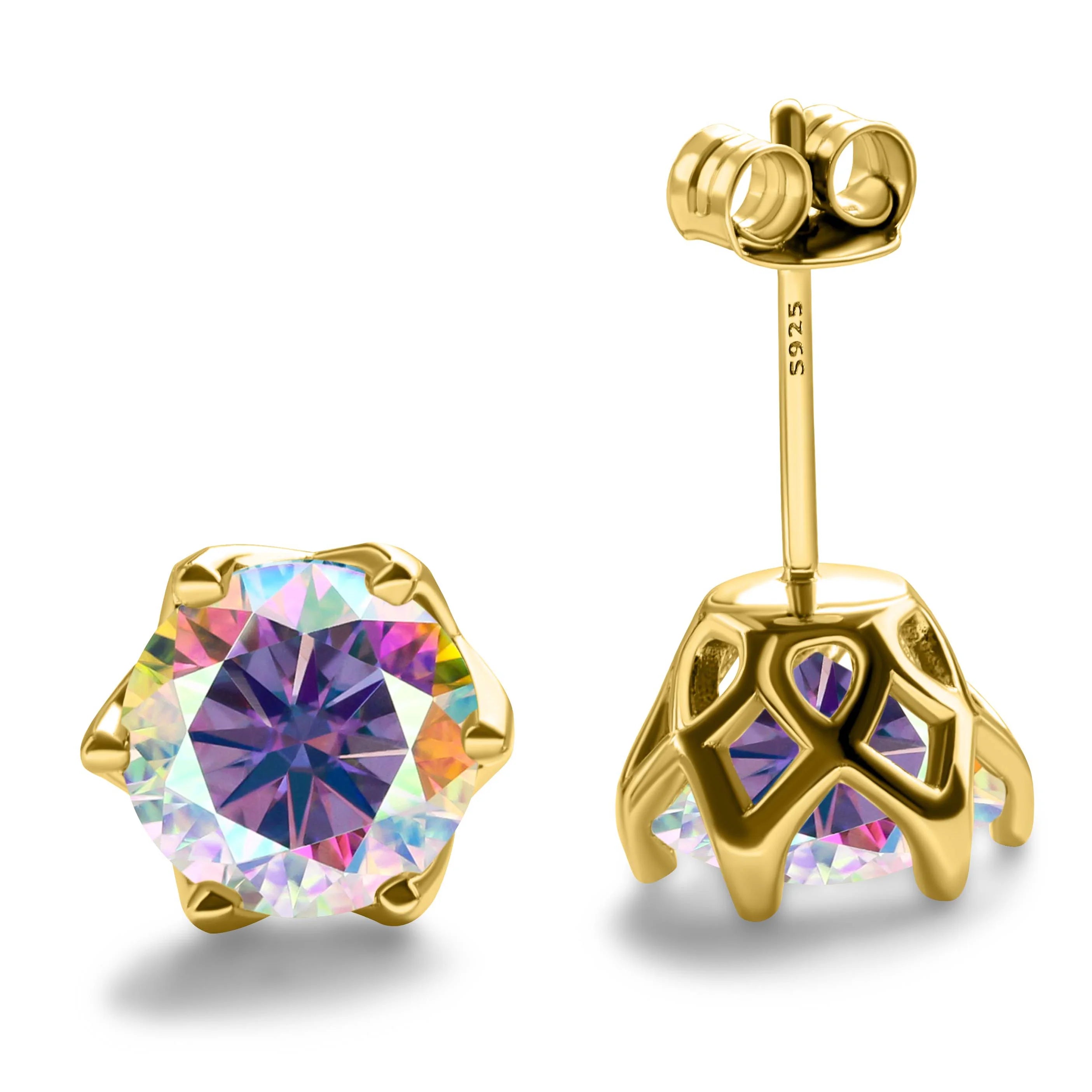 1-2 Carat D Color Moissanite Earrings For Women 100%925 Sterling Silver Ear Studs Fashionable and Brilliant