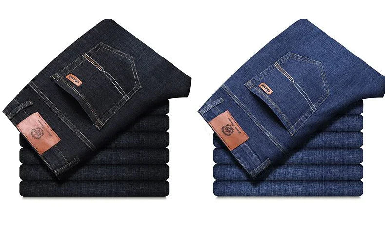 Men’s Autumn & Winter Stretch Straight-Leg Jeans, Sizes 28–40
