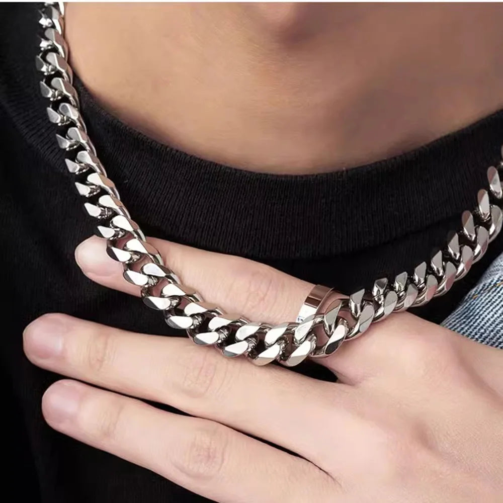Stainless Steel Cuban Link Chain — 3, 5 or 7mm in Black, Gold or Silver Tone | 40/50/60cm, Unisex