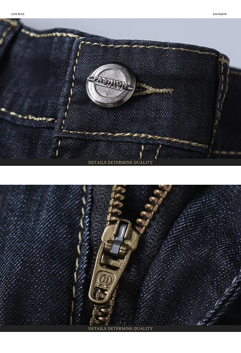 Summer New Elastic Men's Jeans Fashion Comfortable Business Straight Stretch Cotton Casual Denim Pants Brand Male Thin Trousers