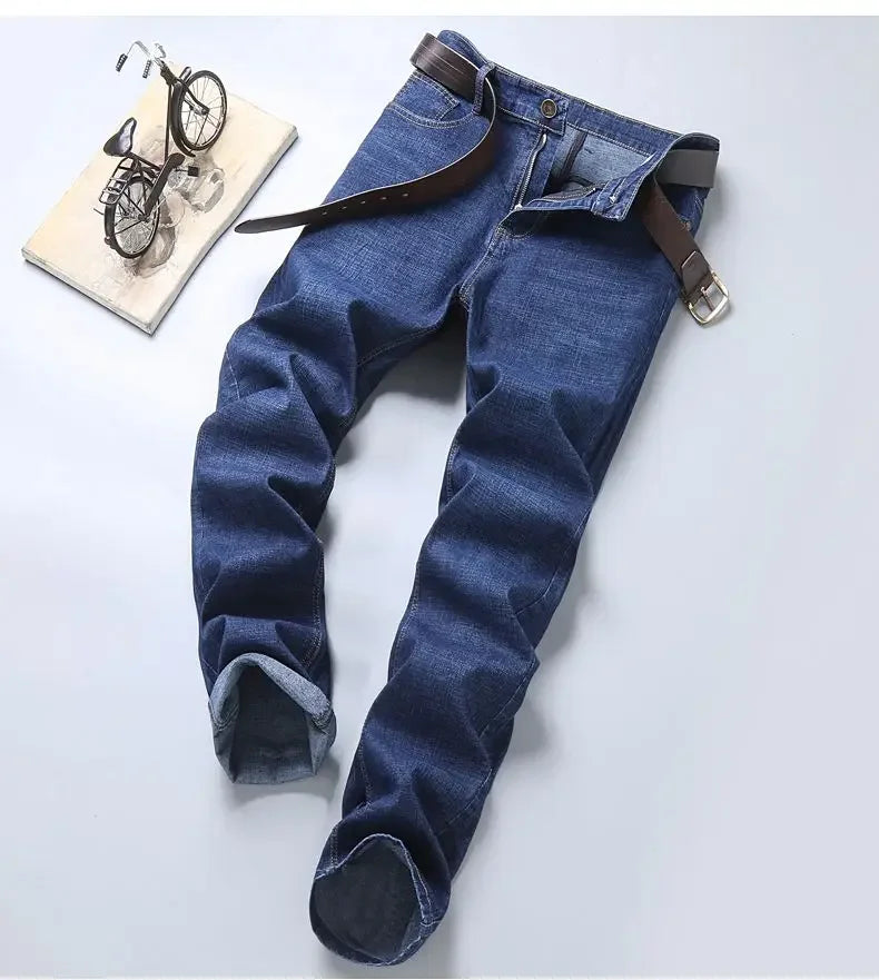 Men’s Autumn & Winter Stretch Straight-Leg Jeans, Sizes 28–40