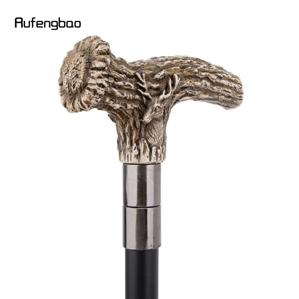 White Resin Deer Tree Root Head Walking Cane Fashion  Stick Gentleman  Cosplay Cane Knob Crosier 94cm  Performance Stage Cane