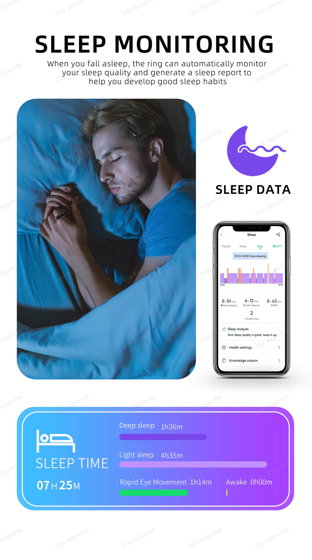 New Blood Pressure Sleep Health Monitor Smart Ring Sport Remote Camera smartring IP68 Waterproof Care for family Rings Men Women