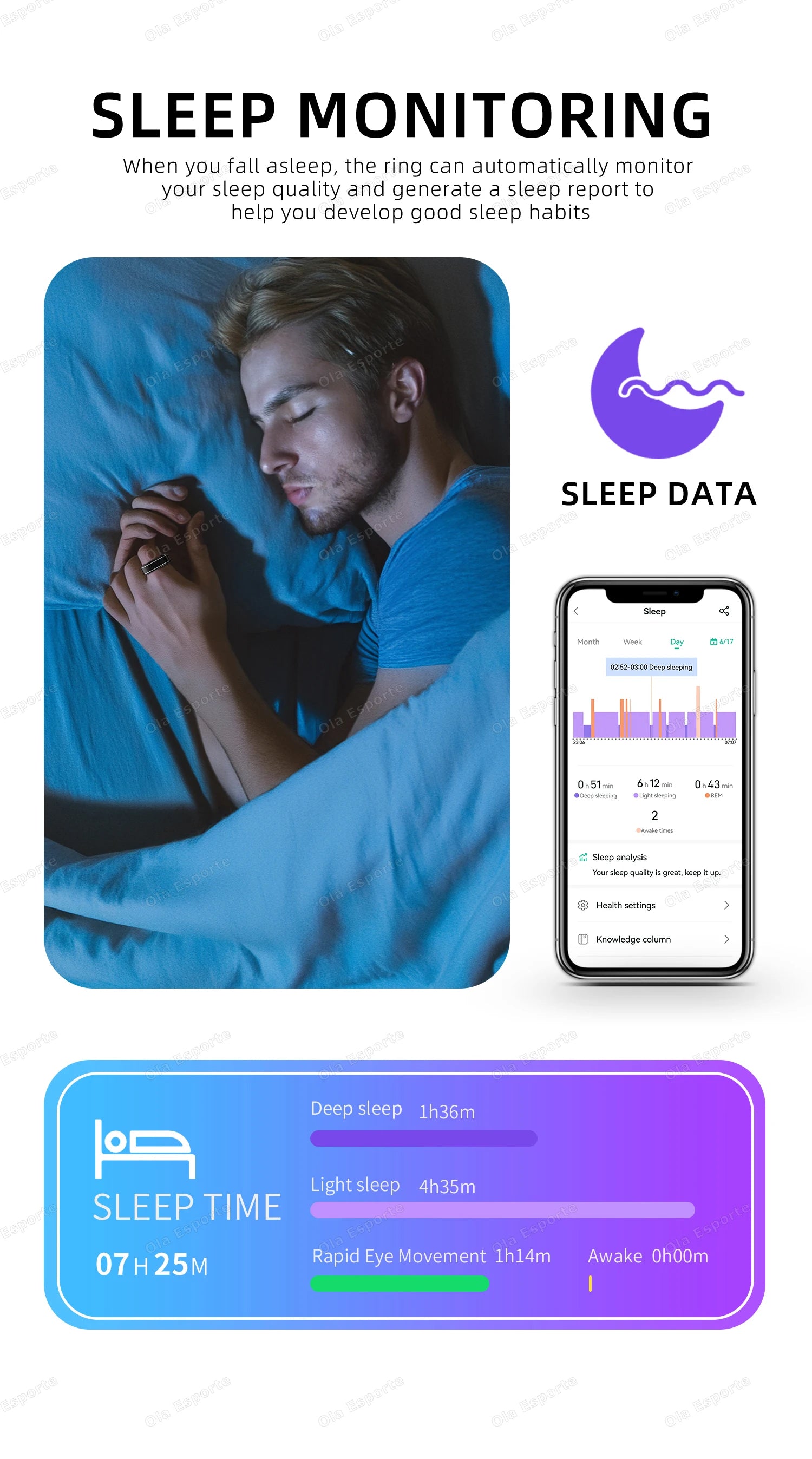 New Blood Pressure Sleep Health Monitor Smart Ring Sport Remote Camera smartring IP68 Waterproof Care for family Rings Men Women