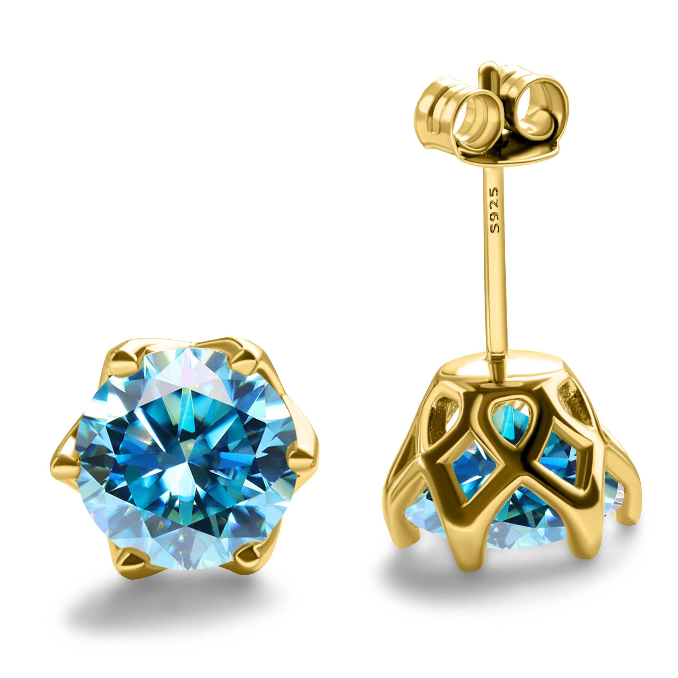 1-2 Carat D Color Moissanite Earrings For Women 100%925 Sterling Silver Ear Studs Fashionable and Brilliant
