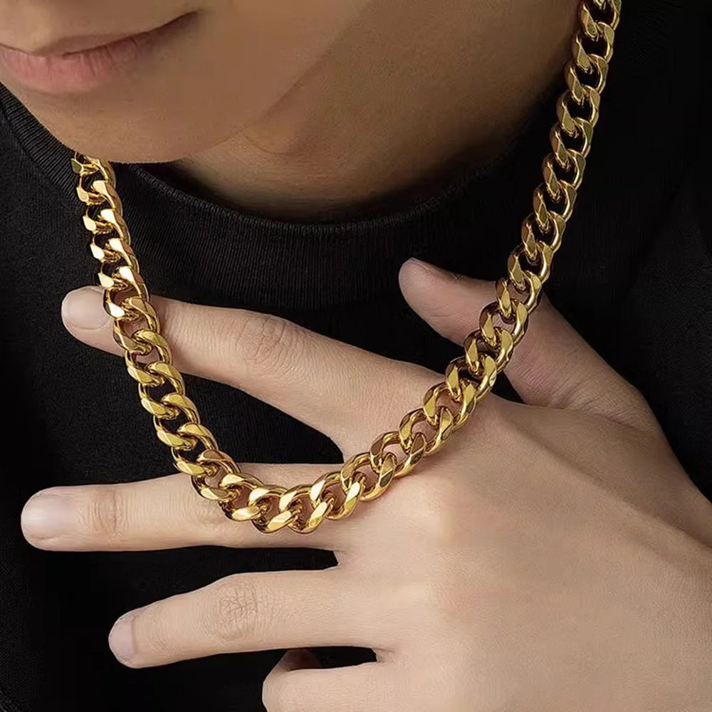 Stainless Steel Cuban Link Chain — 3, 5 or 7mm in Black, Gold or Silver Tone | 40/50/60cm, Unisex