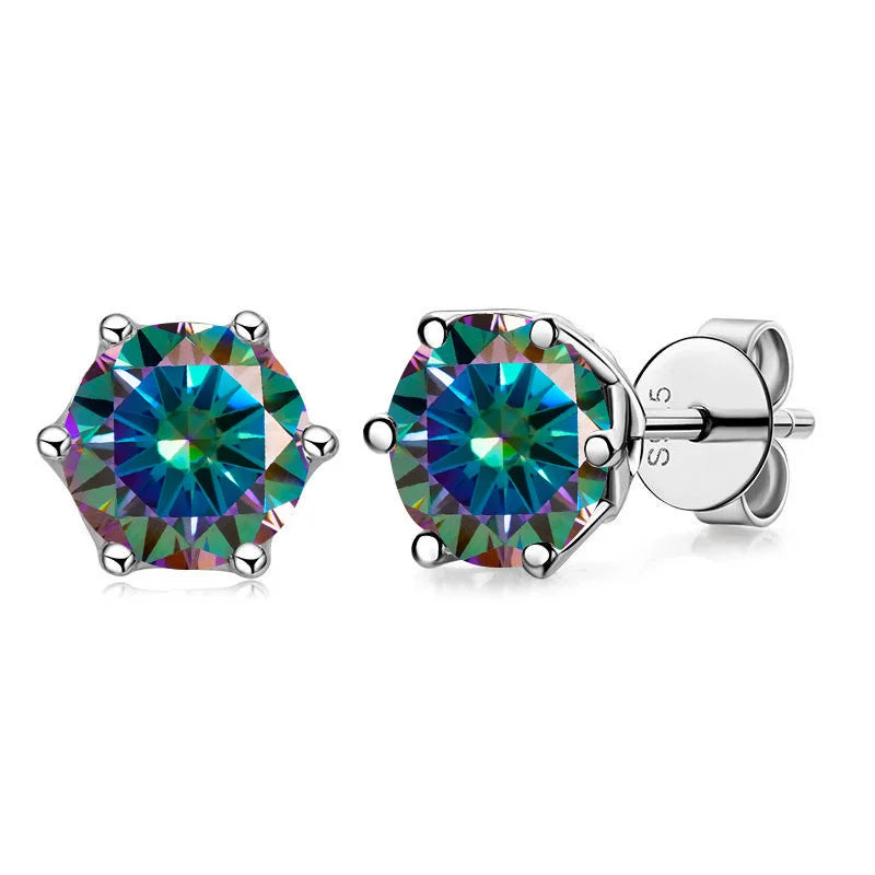 Butterflykiss D Color Moissanite Stud Earrings — 925 Sterling Silver | GRA Certified | 0.5CT, 1CT & 2CT | 20+ Colors