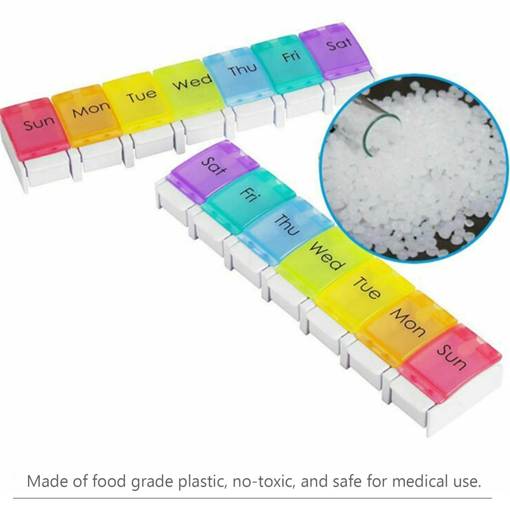 Pill Organizer for Travel Weekly Pill Box 7 Day Pill Case Daily Medicine Organizer 7 Compartments Pill Container