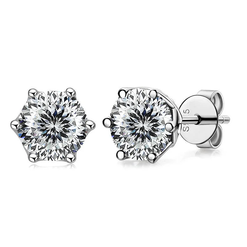 JoyceJelly VVS D Color Moissanite Stud Earrings — Russian Cut 8H8A | 925 Sterling Silver | 0.5CT–2CT | 20+ Colors