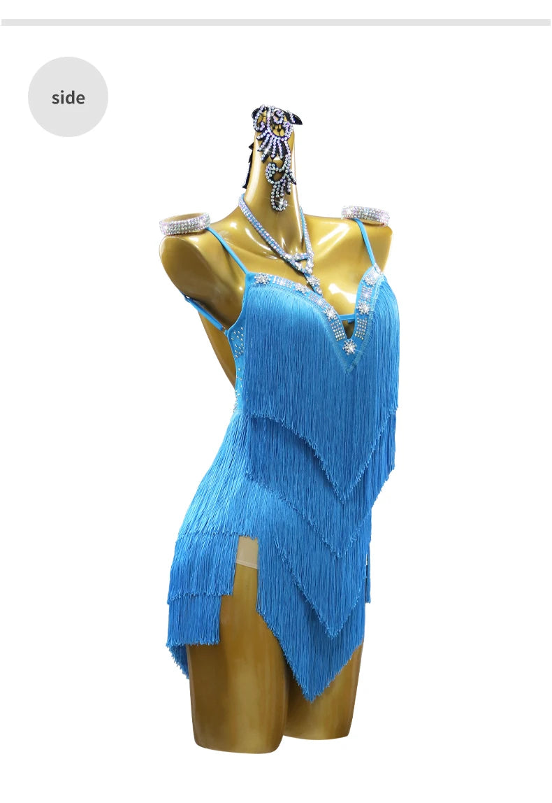 Dress For Dancing Female Dance Suit Evening Dress Latin Competition Costume 2026 Elegant Party Wear Sports Fringed Clothes