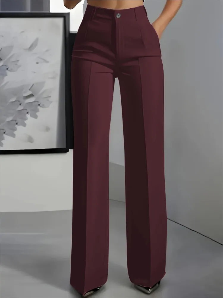 Women's High Waist Straight Leg Dress Pants – Elegant Office Trousers