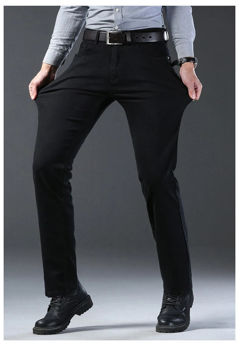 Men’s Classic Soft Stretch Black Straight-Leg Jeans