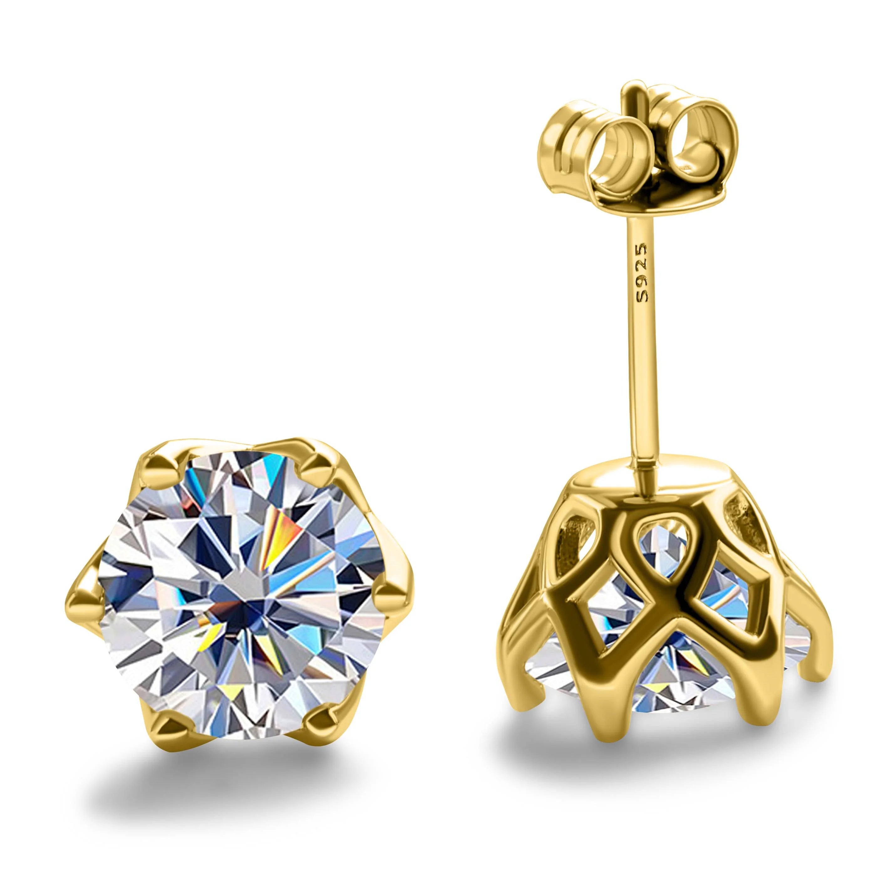 1-2 Carat D Color Moissanite Earrings For Women 100%925 Sterling Silver Ear Studs Fashionable and Brilliant
