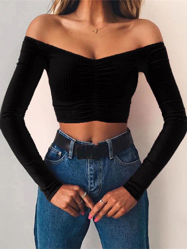 Off-Shoulder Stretch Tee – Streets to the Club