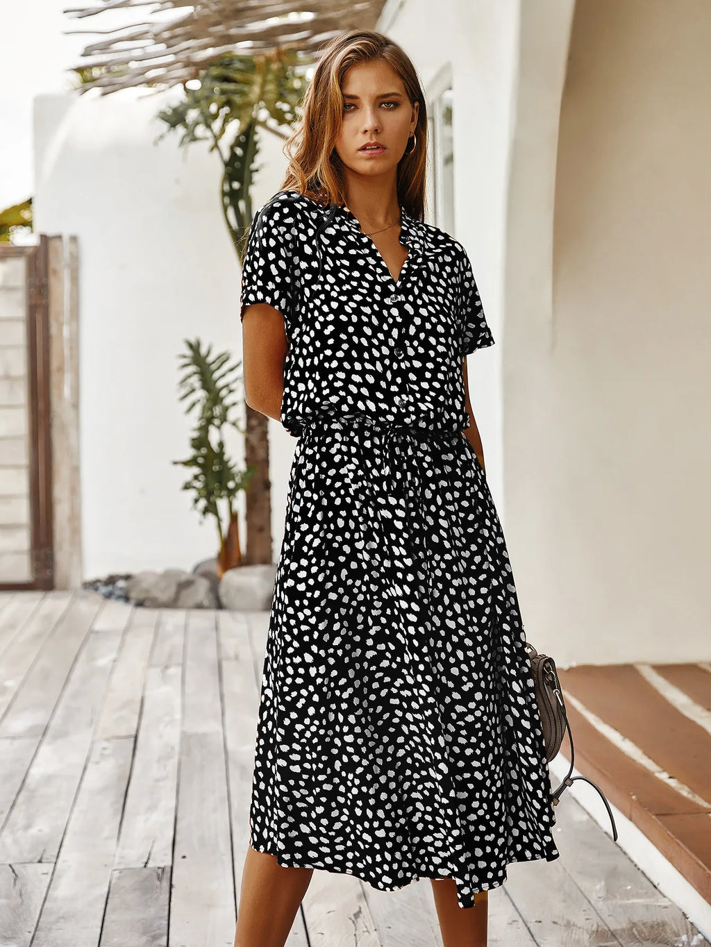 Vintage Floral Shirt Dress – Belted Mid-Calf Fit