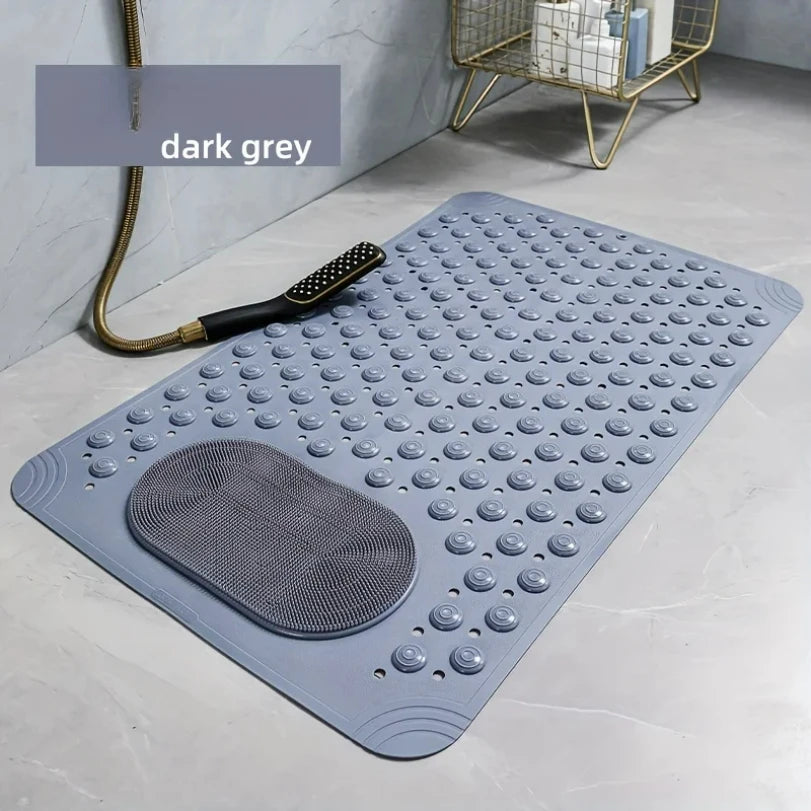 Textured PVC Shower Mat with Foot Scrubber | 36 × 69 cm