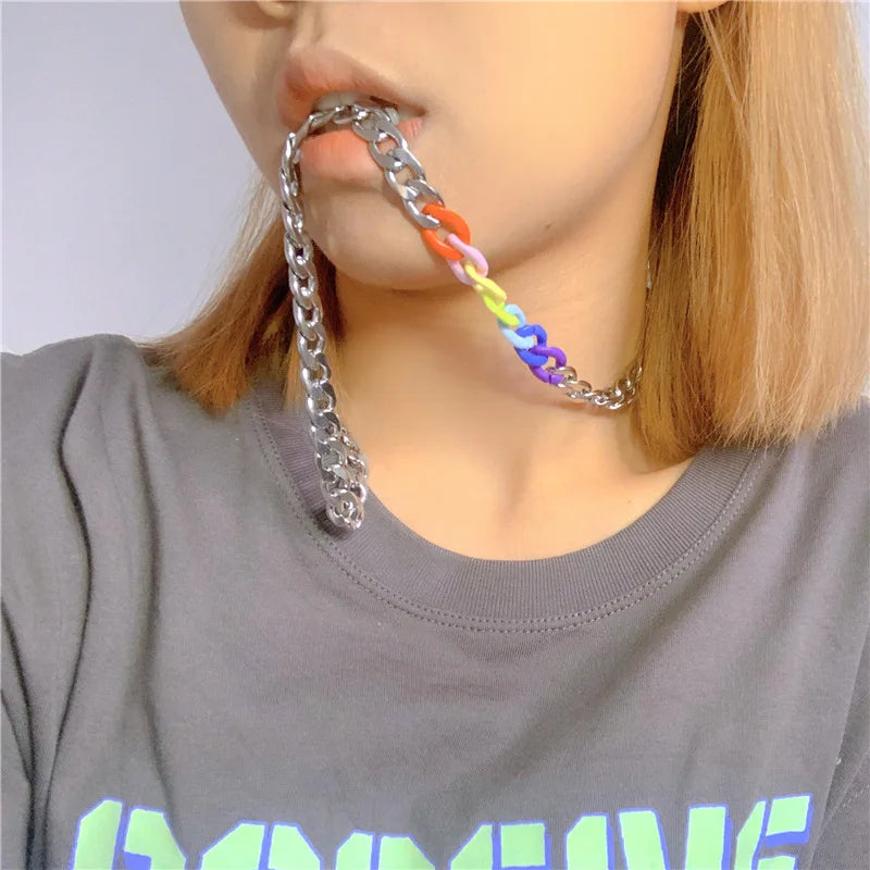 Rainbow Pride Cuban Chain Necklace — Stainless Steel, 60cm / 24 in | Unisex