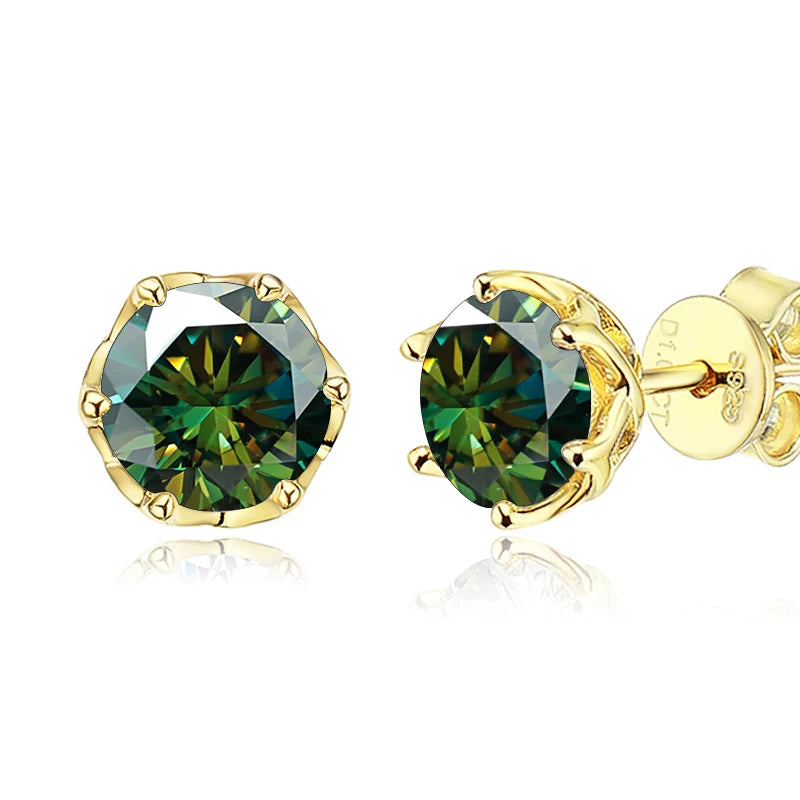 JoyceJelly 1/2/4CT D Color Moissanite Diamond Stud Earrings S925 Sterling Silver Plated 18K Gold Ear-studs Luxury Fine Jewelry