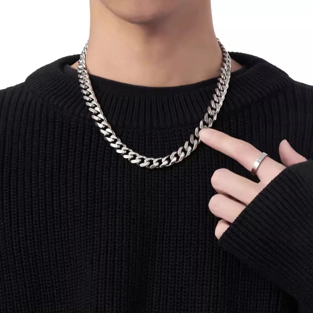 Stainless Steel Cuban Link Chain — 3, 5 or 7mm in Black, Gold or Silver Tone | 40/50/60cm, Unisex
