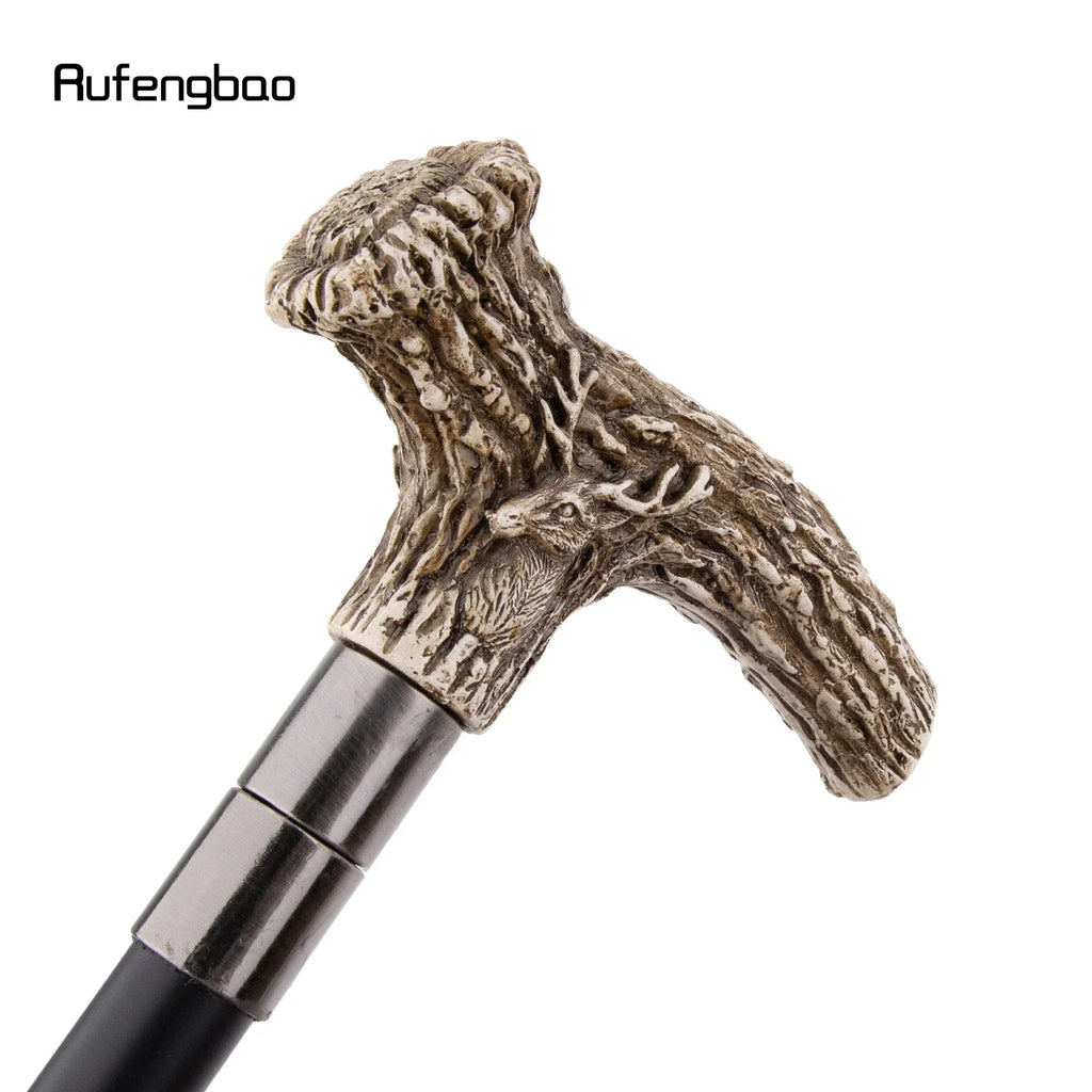 White Resin Deer Tree Root Head Walking Cane Fashion  Stick Gentleman  Cosplay Cane Knob Crosier 94cm  Performance Stage Cane