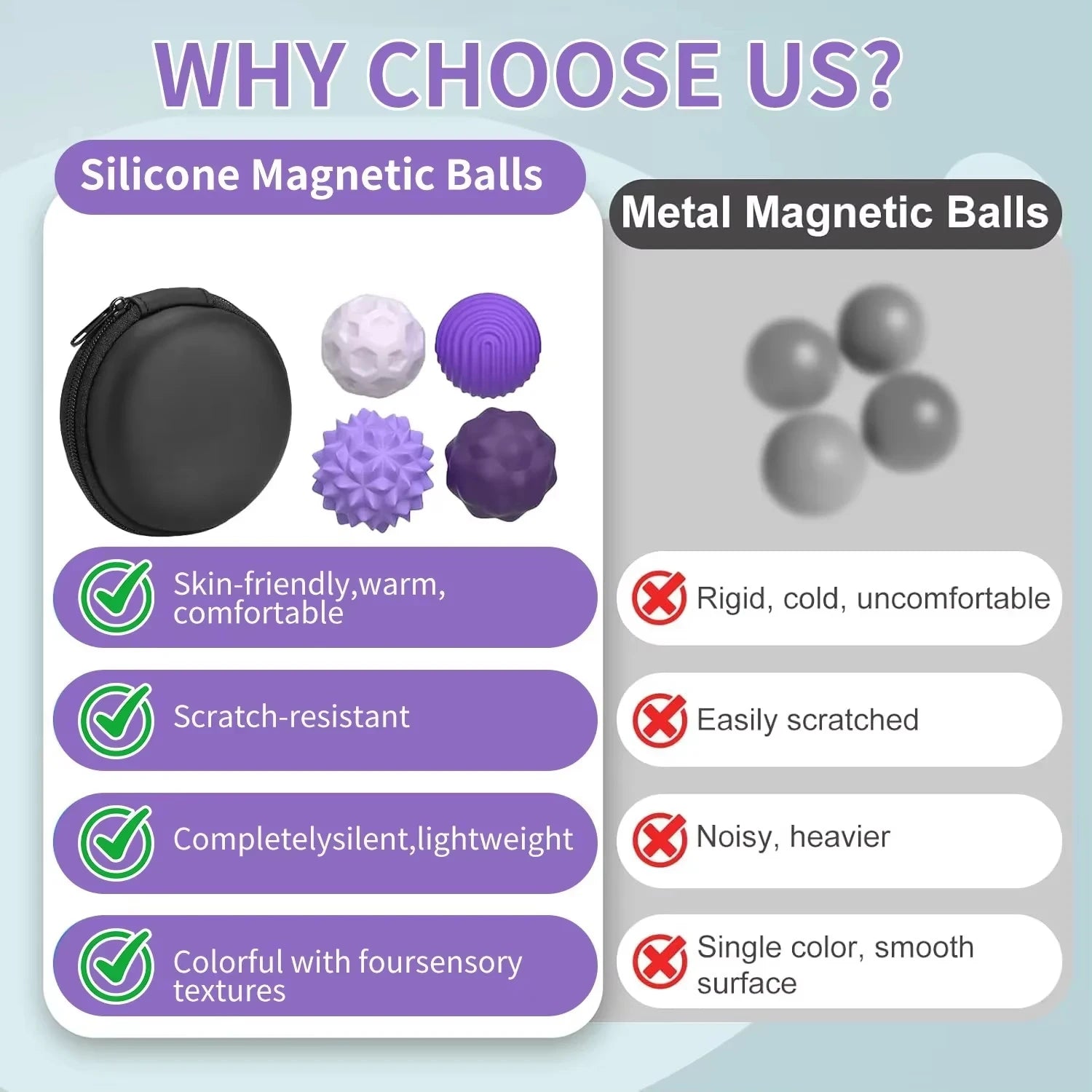 Magnetic Silicone Sensory Balls Worry Balls Autism Calming Fidgeting Toy Fidget Toy Kid Adults Anxiety Relief Stress Sensory Toy