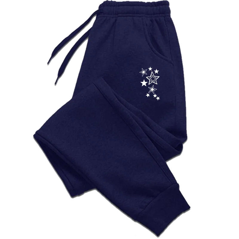 Women's Star Print Straight Leg Pants – Casual Sporty Ankle-Length Trousers
