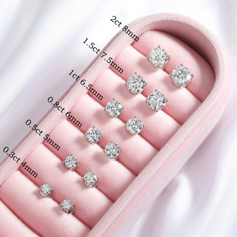 Smyoue 0.1-3CT Test Passed Moissanite Studs Earrings for Men Women S925 Silver Platinum Plated Bride Wedding Lab Diamond Studs