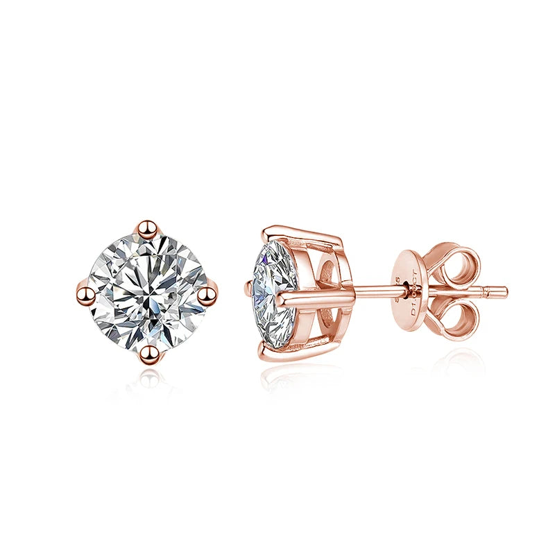 Smyoue D Color Moissanite Stud Earrings — 925 Sterling Silver Platinum Plated | 0.1CT–7CT | Gold, Silver & Rose Gold