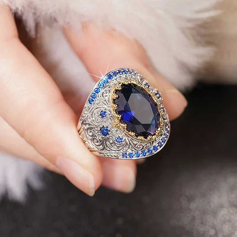 Two-Tone Water Drop Zircon Ring
