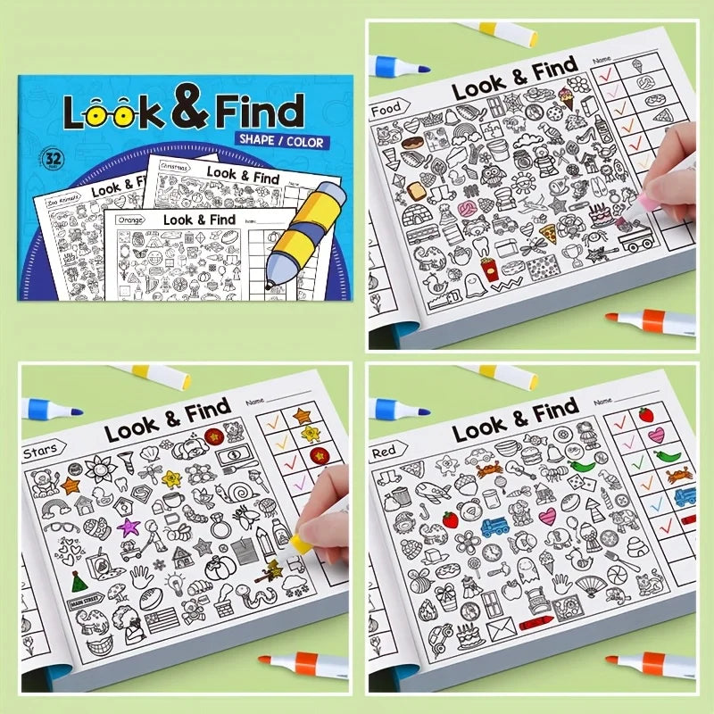 Children's Hidden Object Coloring Book, Includes 100+ Search and Coloring Activities - Interactive Search and Coloring Activity Workbook, Suitable for School, Home, Travel - Educational Puzzle Book, Coloring Practice Book, Ea