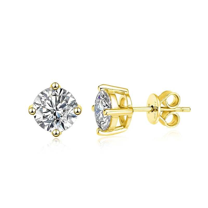 Smyoue D Color Moissanite Stud Earrings — 925 Sterling Silver Platinum Plated | 0.1CT–7CT | Gold, Silver & Rose Gold