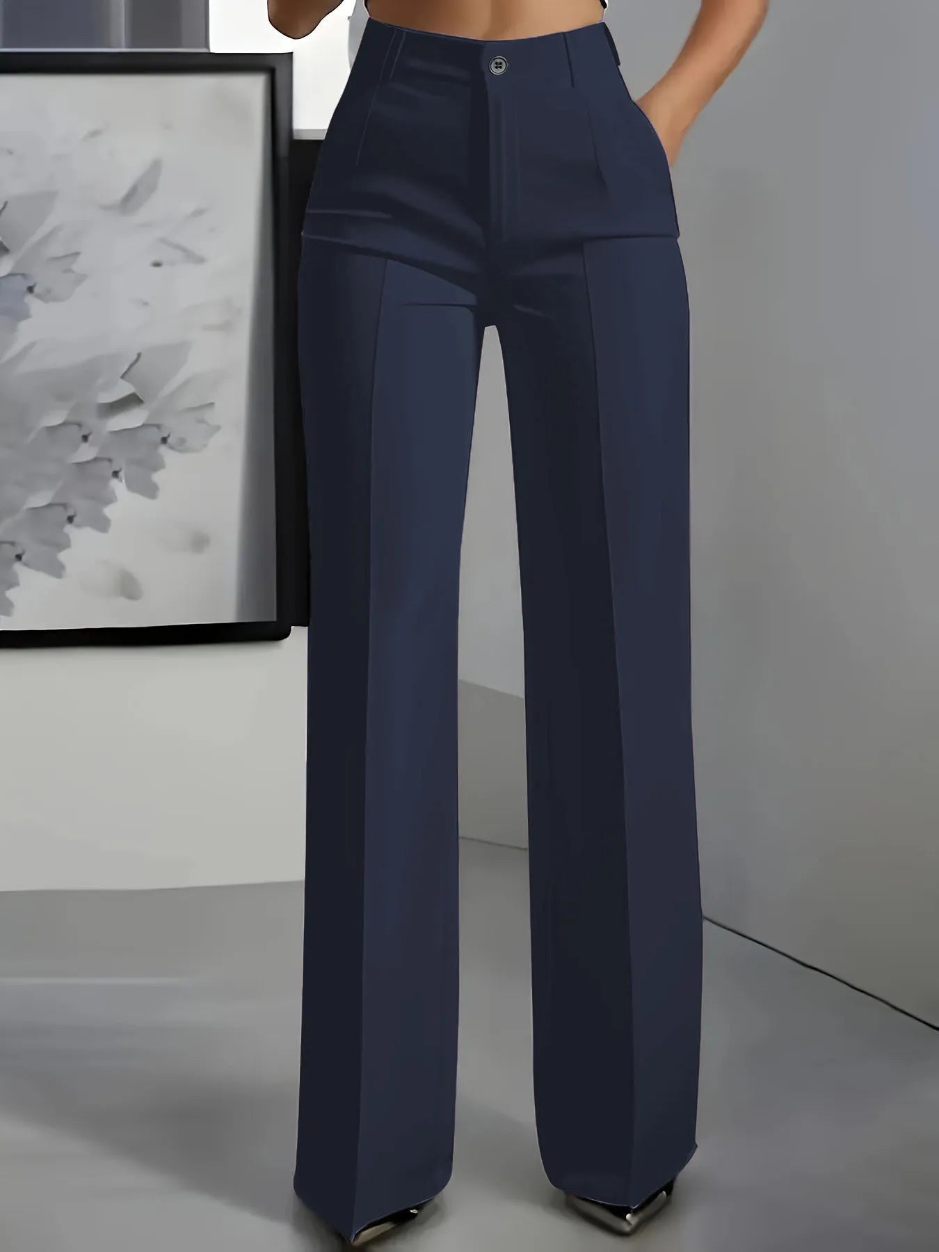 Women's High Waist Straight Leg Dress Pants – Elegant Office Trousers