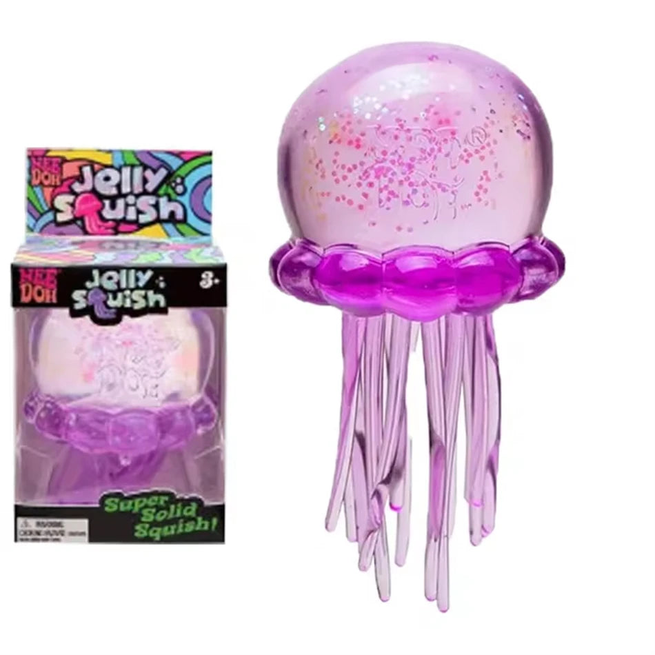 Trending Nee Doh Jellyfish & Cube Squish Toy, Soft Jelly Squeeze Stress Relief Fidget Toy, Sensory NeeDoh for Kids & Adults New