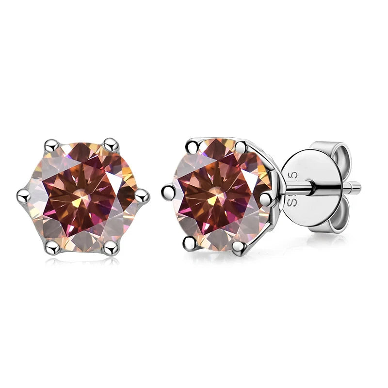 JoyceJelly VVS D Color Moissanite Stud Earrings — Russian Cut 8H8A | 925 Sterling Silver | 0.5CT–2CT | 20+ Colors